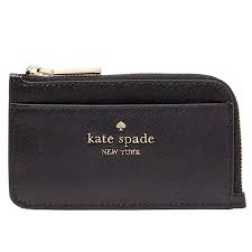 NWT Kate Spade Saffiano leather Black Zip Card holder